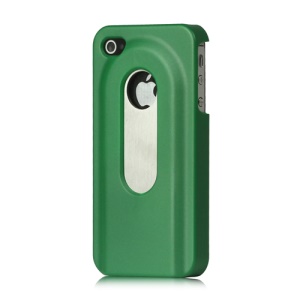 Stainless Steel with Slide Out Bottle Opener Plastic Cover for iPhone 4 4S - Green