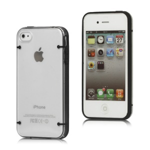 Noctilucent Flash Powder Plastic & TPU Hybrid Case Cover for iPhone 4 4S - Black