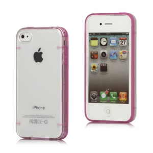 Noctilucent Transparent Plastic & TPU Hybrid Case Cover for iPhone 4 4S - Rose