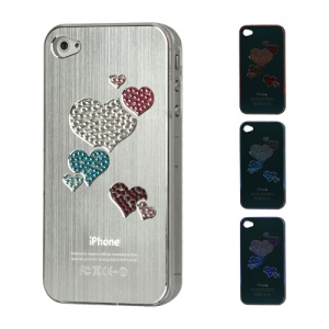 Diamond Heart Brushed Aluminium Flasher Protector for iPhone 4 4S - Silver