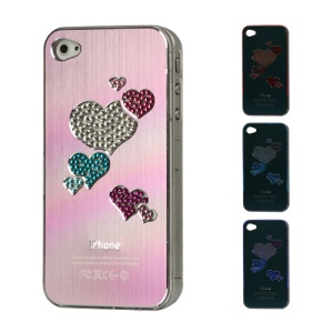 Diamond Heart Brushed Aluminium Flasher Protector for iPhone 4 4S - Light Purple