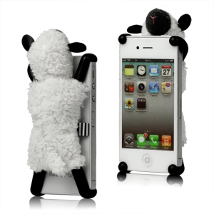 Wool Sheep Hard Plastic Case Cover for iPhone 4 4S - White