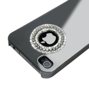 Eileen Circle Ring Series Diamond Electroplating Hard Case for iPhone 4 4S - Shadow Black