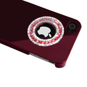 Eileen Circle Ring Series Diamond Electroplating Hard Case for iPhone 4 4S - Wine Red