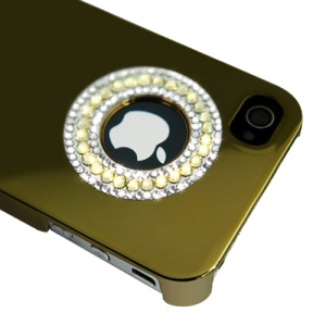 Eileen Circle Ring Series Diamond Electroplating Hard Case for iPhone 4 4S - Gold