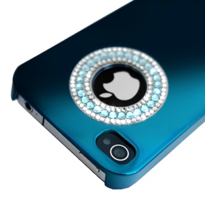 Eileen Circle Ring Series Diamond Electroplating Hard Case for iPhone 4 4S - Capri Blue
