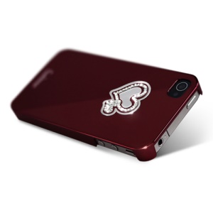 Eileen Hearts Lime Series Electroplating Diamante Case for iPhone 4 4S - Wine Red