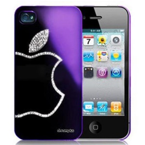 Sparkling Diamond Electroplating Case for iPhone 4 4S - Violet Purple