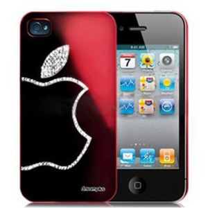 Sparkling Diamond Electroplating Case for iPhone 4 4S - Wine Red