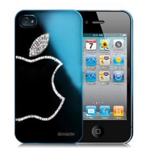 Sparkling Diamond Electroplating Case for iPhone 4 4S - Capri Blue