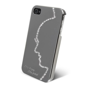 Eileen Hero Lime Series Rhinestone Hard Case for iPhone 4 4S - Shadow Black