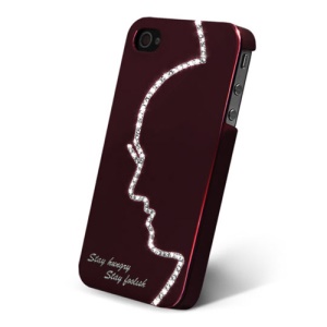 Eileen Hero Lime Series Rhinestone Hard Case for iPhone 4 4S - Wine Red