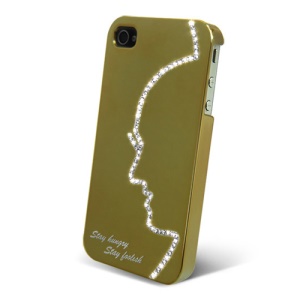 Eileen Hero Lime Series Rhinestone Hard Case for iPhone 4 4S - Gold