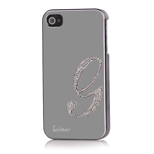 Eileen Lowercase G-Lime Series Electroplating Diamante Case for iPhone 4 4S - Shadow Black