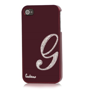 Eileen Lowercase G-Lime Series Electroplating Diamante Case for iPhone 4 4S - Wine Red