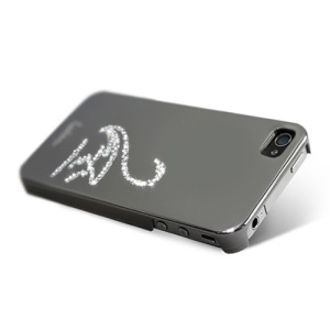 Eileen Swan Lime Series Rhinestone Electroplating Case Cover for iPhone 4 4S - Shadow Black