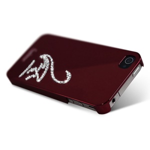 Eileen Swan Lime Series Rhinestone Electroplating Case Cover for iPhone 4 4S - Wine Red
