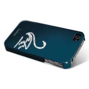 Eileen Swan Lime Series Rhinestone Electroplating Case Cover for iPhone 4 4S - Capri Blue