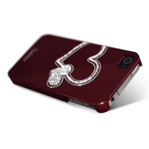 Eileen Big Heart Lime Series Swarovski Diamond Case for iPhone 4 4S - Wine Red