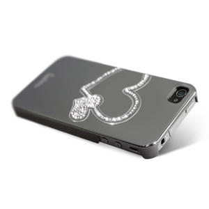 Eileen Big Heart Lime Series Swarovski Diamond Case for iPhone 4 4S - Shadow Black