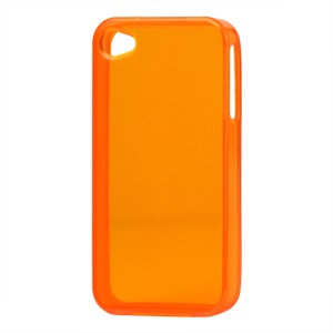 Glossy TPU Gel Case for iPhone 4 4S - Translucent Orange