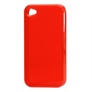 Glossy TPU Gel Case for iPhone 4 4S - Translucent Red