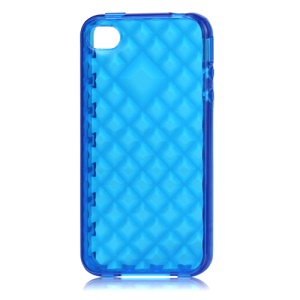Water Cube TPU Gel Case for iPhone 4 4S - Translucent Blue