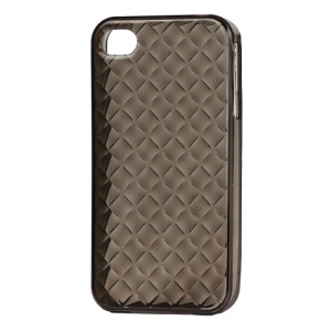 Woven Pattern TPU Case for iPhone 4 4S - Translucent Grey