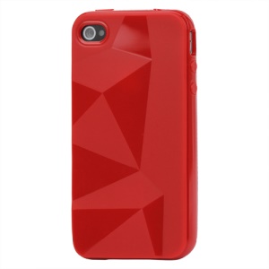 Stylish Three-dimensional TPU Gel Case for iPhone 4 4S - Red