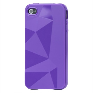 Stylish Three-dimensional TPU Gel Case for iPhone 4 4S - Purple