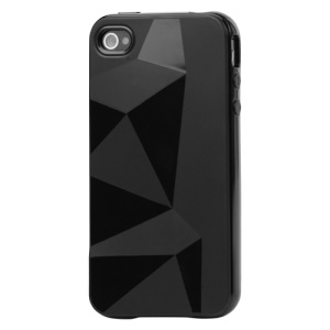 Stylish Three-dimensional TPU Gel Case for iPhone 4 4S - Black