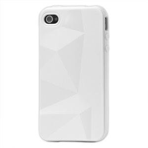 Stylish Three-dimensional TPU Gel Case for iPhone 4 4S - White