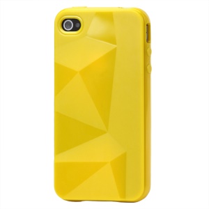 Stylish Three-dimensional TPU Case for iPhone 4 4S - Yellow