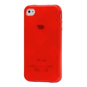 Clear Grid TPU Gel Case for iPhone 4 4S - Red