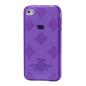 Clear Grid TPU Gel Case for iPhone 4 4S - Purple