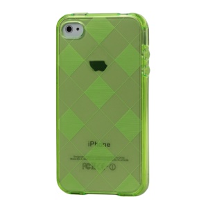 Clear Grid TPU Gel Case for iPhone 4 4S - Green