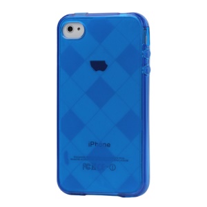 Clear Grid TPU Gel Case for iPhone 4 4S - Blue