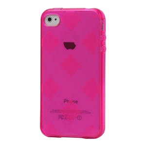 Clear Grid TPU Gel Case for iPhone 4 4S - Rose