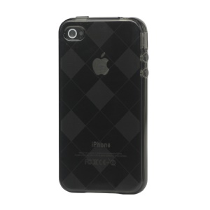 Clear Grid TPU Gel Case for iPhone 4 4S - Grey