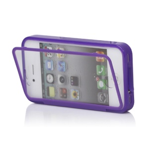 Folio Style iPhone 4 4S TPU Case Cover Front and Back - Purple