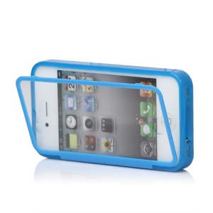 Folio Style iPhone 4 4S TPU Case Cover Front and Back - Blue