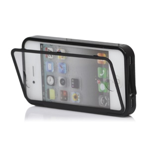 Folio Style iPhone 4 4S TPU Case Cover Front and Back - Black