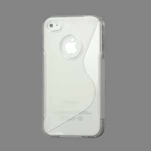 S Shape TPU Gel Case Cover for iPhone 4 4S - Transparent