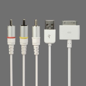Composite AV Video to TV RCA Cable USB Charger for iPad 3rd Generation iPad 2 iPhone 4S iPod