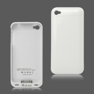 1600mAh External Backup Battery Charger Case with FM Transmitter for iPhone 4 4S - White