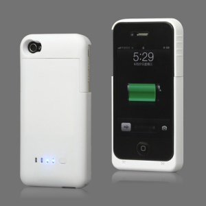 Detachable External Battery Case Charger for iPhone 4S 4 1900mAh Crystal Box - White