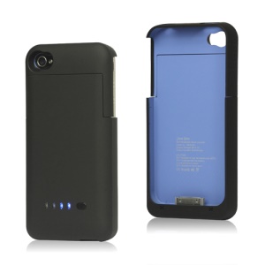 Detachable External Battery Case Power Bank for iPhone 4S 4 1900mAh Crystal Box - Black / Blue
