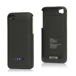 Detachable External Battery Case Charger for iPhone 4S 4 1900mAh Crystal Box - Black