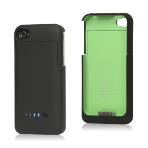 Detachable External Battery Charger Case for iPhone 4S 4 1900mAh Crystal Box - Black / Green