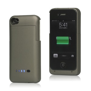 Detachable External Battery Case Power Bank for iPhone 4S 4 1900mAh Crystal Box - Brown
